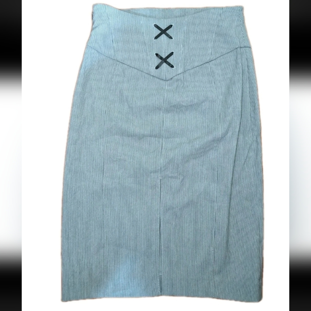 Nwt Express Design Studio Gray Pencil Skirt  Lace Up - High Waist Y2K  Size 2